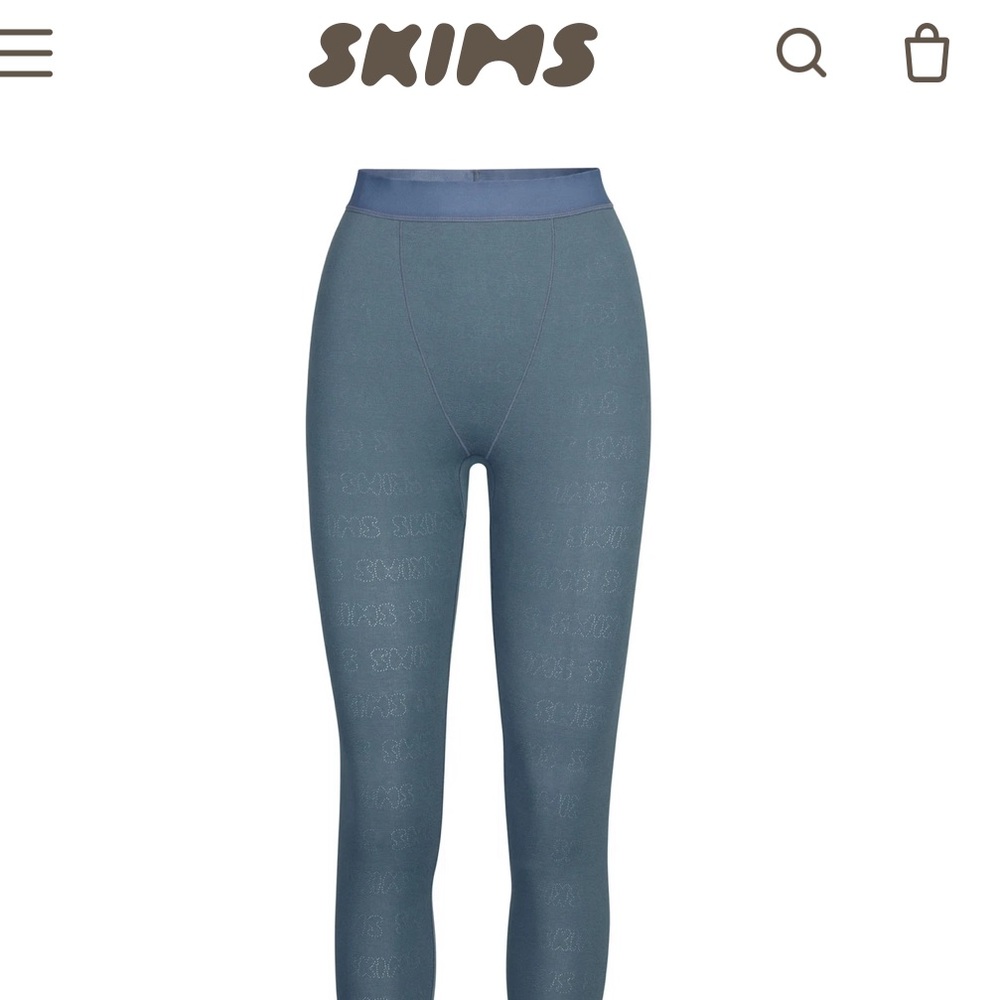 Skims pointelle logo leggings in the color slate